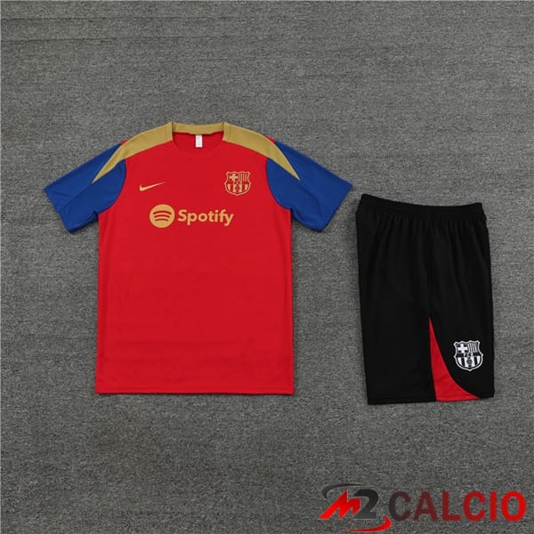 Insieme T Shirt Allenamento FC Barcellona + Pantaloncini Rosso 2024/2025