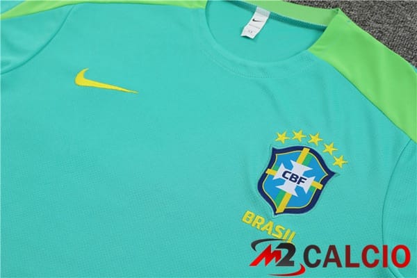 Insieme T Shirt Allenamento Brasile + Pantaloncini Verde 2024/2025