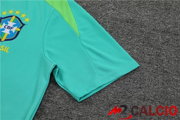 Insieme T Shirt Allenamento Brasile + Pantaloncini Verde 2024/2025