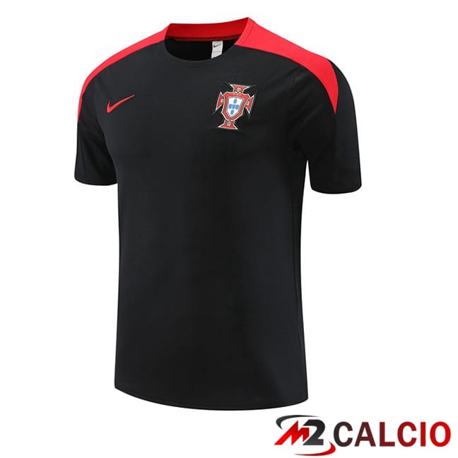 Maglie Calcio Personalizzate,Tute Calcio Squadre,Maglia Nazionale Italiana Calcio | T Shirt Allenamento Portogallo Nero 2024/2025