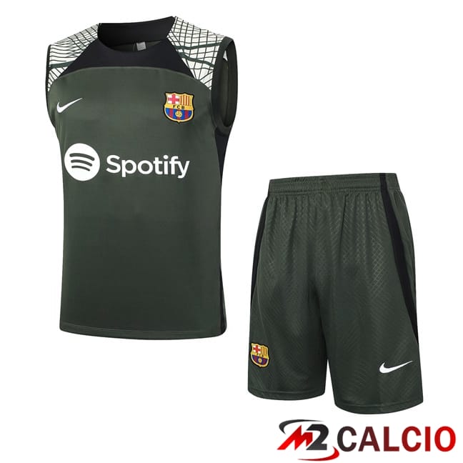 Maglie Calcio Personalizzate,Tute Calcio Squadre,Maglia Nazionale Italiana Calcio | Canotta Allenamento FC Barcellona + Pantaloncini Verde 2024/2025