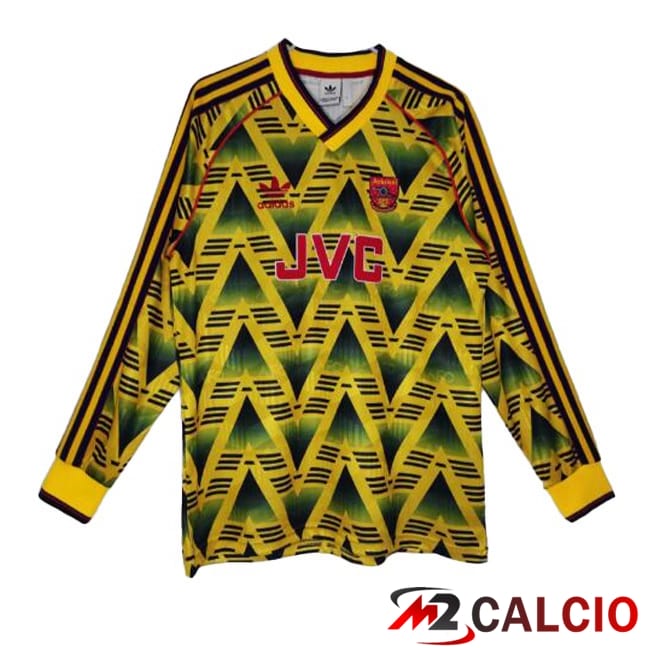 Maglie Calcio Arsenal Retro Seconda Manica Lunga Giallo 1991-1993