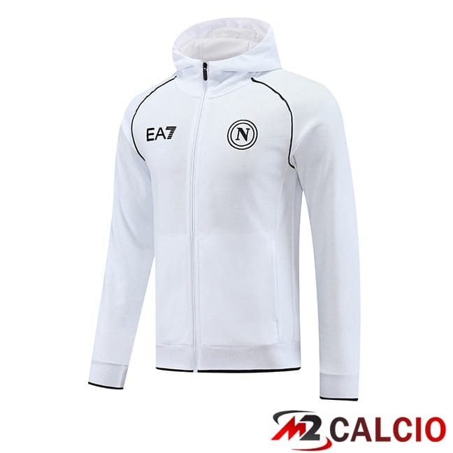 Maglie Calcio Personalizzate,Tute Calcio Squadre,Maglia Nazionale Italiana Calcio | Giacca A Vento SSC Napoli Bianco 2024/2025