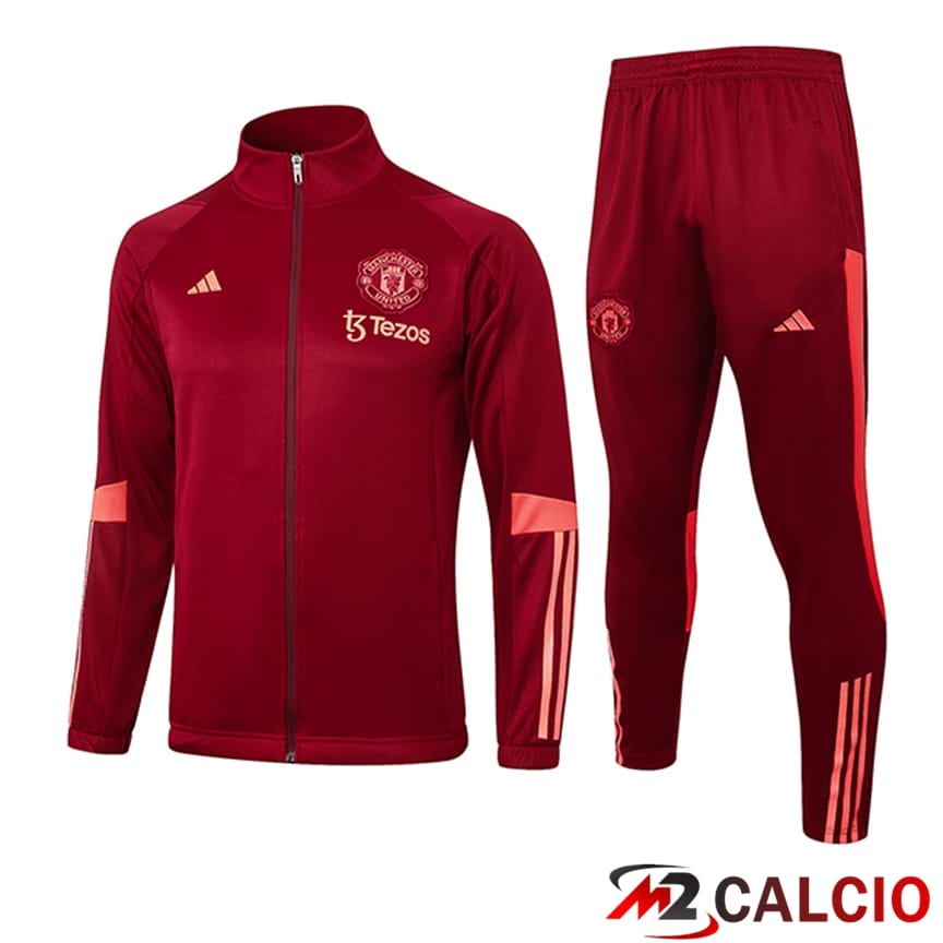 Insieme Tuta Calcio - Giacca Manchester United Rosso/Rosa 2023/2024