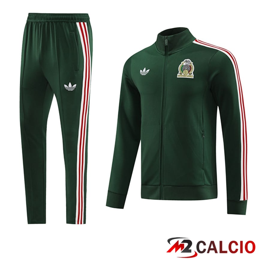 Maglie Calcio Personalizzate,Tute Calcio Squadre,Maglia Nazionale Italiana Calcio | Insieme Tuta Calcio - Giacca Messico Verde 2024/2025