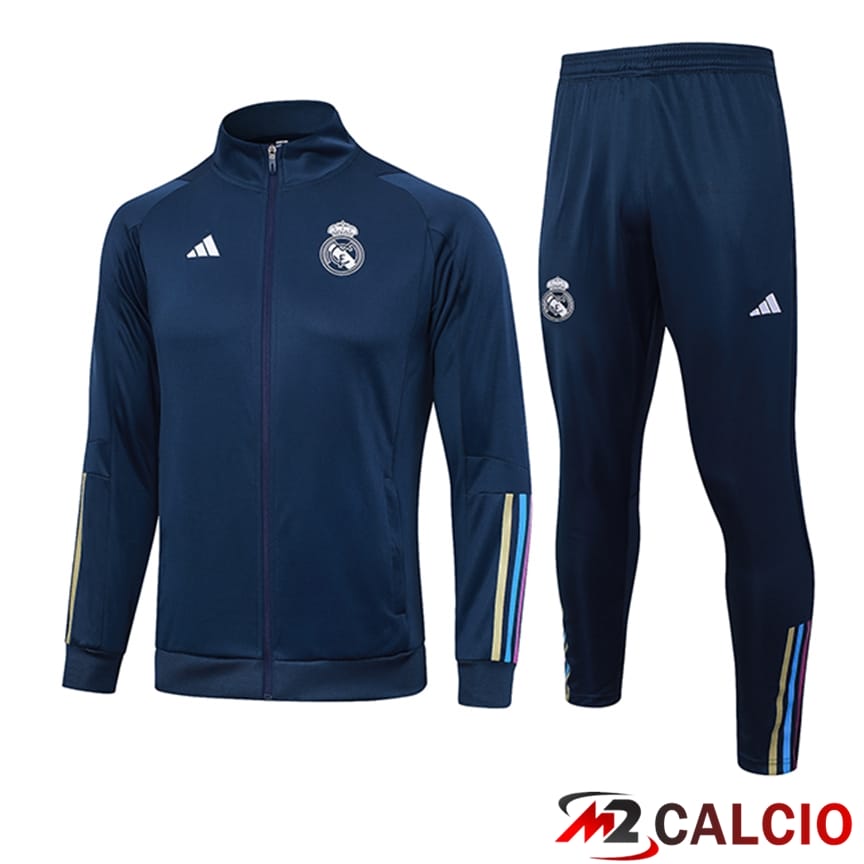 Maglie Calcio Personalizzate,Tute Calcio Squadre,Maglia Nazionale Italiana Calcio | Insieme Tuta Calcio - Giacca Real Madrid Blu Navy 2023/2024