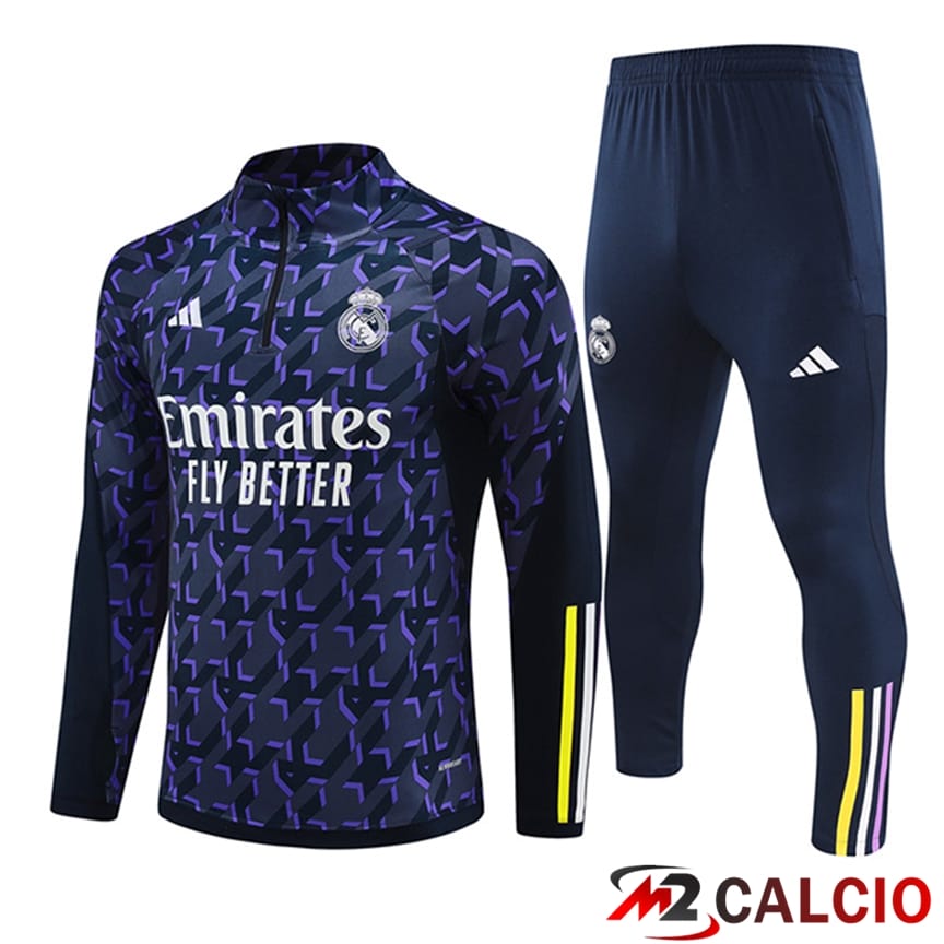 Maglie Calcio Personalizzate,Tute Calcio Squadre,Maglia Nazionale Italiana Calcio | Insieme Tuta Calcio Real Madrid Viola/Nero 2024/2025