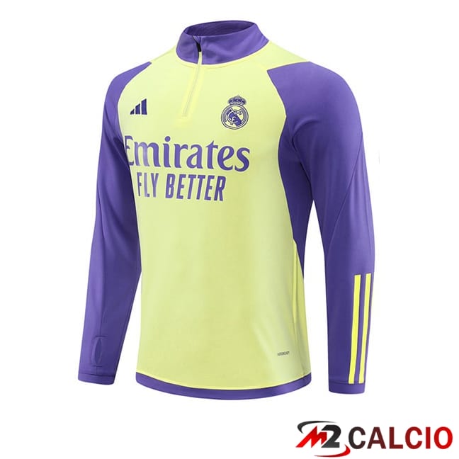 Maglie Calcio Personalizzate,Tute Calcio Squadre,Maglia Nazionale Italiana Calcio | Felpa Allenamento Real Madrid Giallo Viola 2024/2025