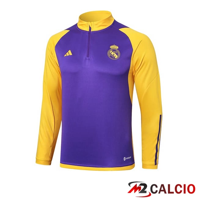 Maglie Calcio Personalizzate,Tute Calcio Squadre,Maglia Nazionale Italiana Calcio | Felpa Allenamento Real Madrid Viola Giallo 2024/2025