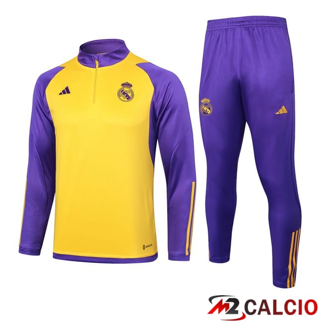 Maglie Calcio Personalizzate,Tute Calcio Squadre,Maglia Nazionale Italiana Calcio | Insieme Tuta Calcio Real Madrid Giallo Viola 2024/2025