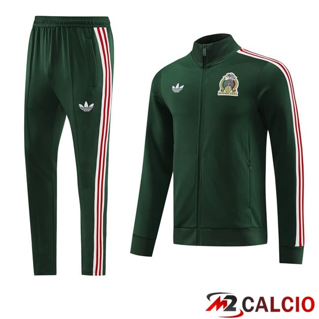 Maglie Calcio Personalizzate,Tute Calcio Squadre,Maglia Nazionale Italiana Calcio | Insieme Tuta Calcio - Giacca Messico Verde 2024/2025