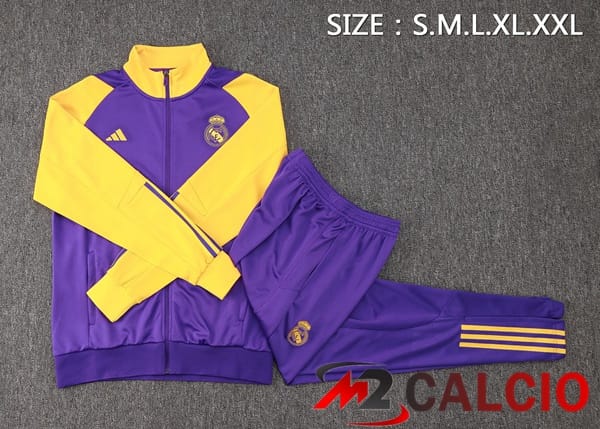 Insieme Tuta Calcio - Giacca Real Madrid Viola Giallo 2024/2025