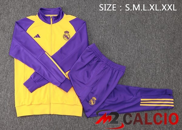 Insieme Tuta Calcio - Giacca Real Madrid Giallo Viola 2024/2025