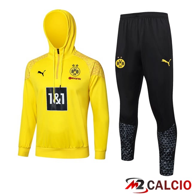 Maglie Calcio Personalizzate,Tute Calcio Squadre,Maglia Nazionale Italiana Calcio | Tuta Calcio - Felpa Cappuccio Dortmund BVB Giallo 2024/2025