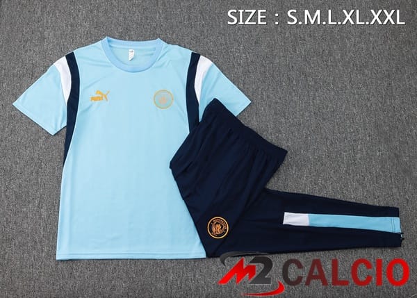 Kit T Shirt Allenamento Manchester City + Pantaloni Blu 2024/2025