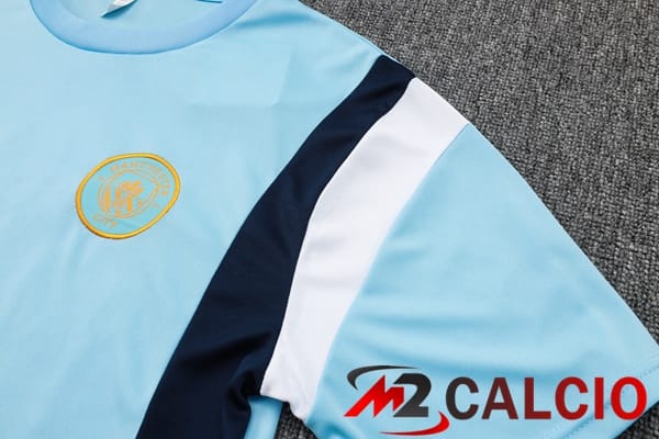 Kit T Shirt Allenamento Manchester City + Pantaloni Blu 2024/2025