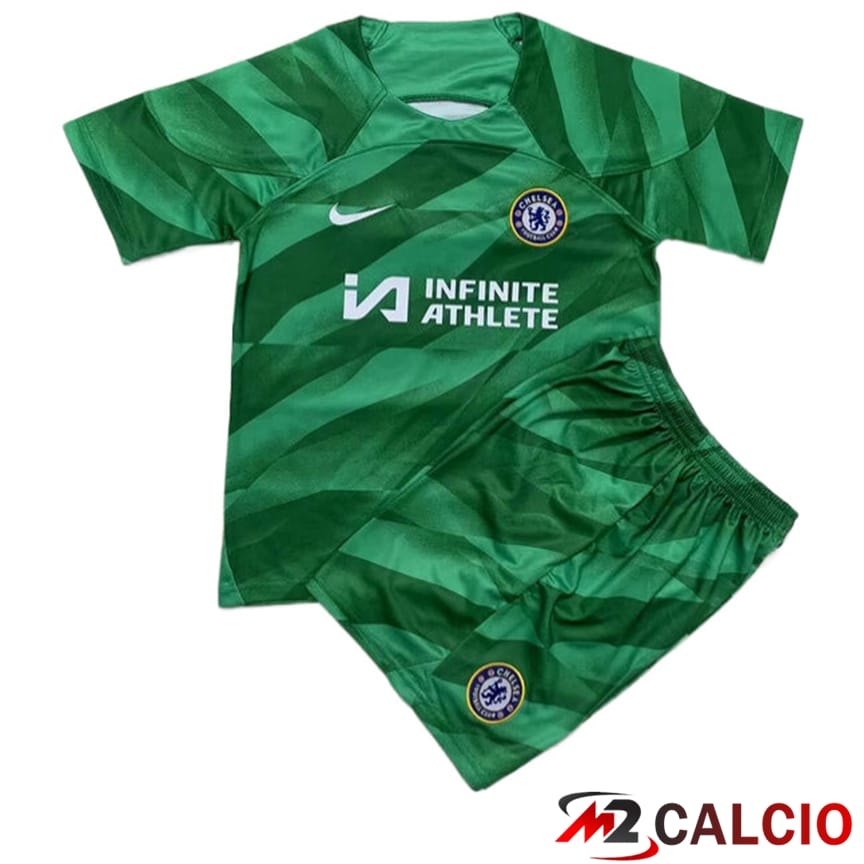 Maglie Calcio Personalizzate,Tute Calcio Squadre,Maglia Nazionale Italiana Calcio | Maglie Calcio FC Chelsea Bambino Portiere Verde 2023/2024