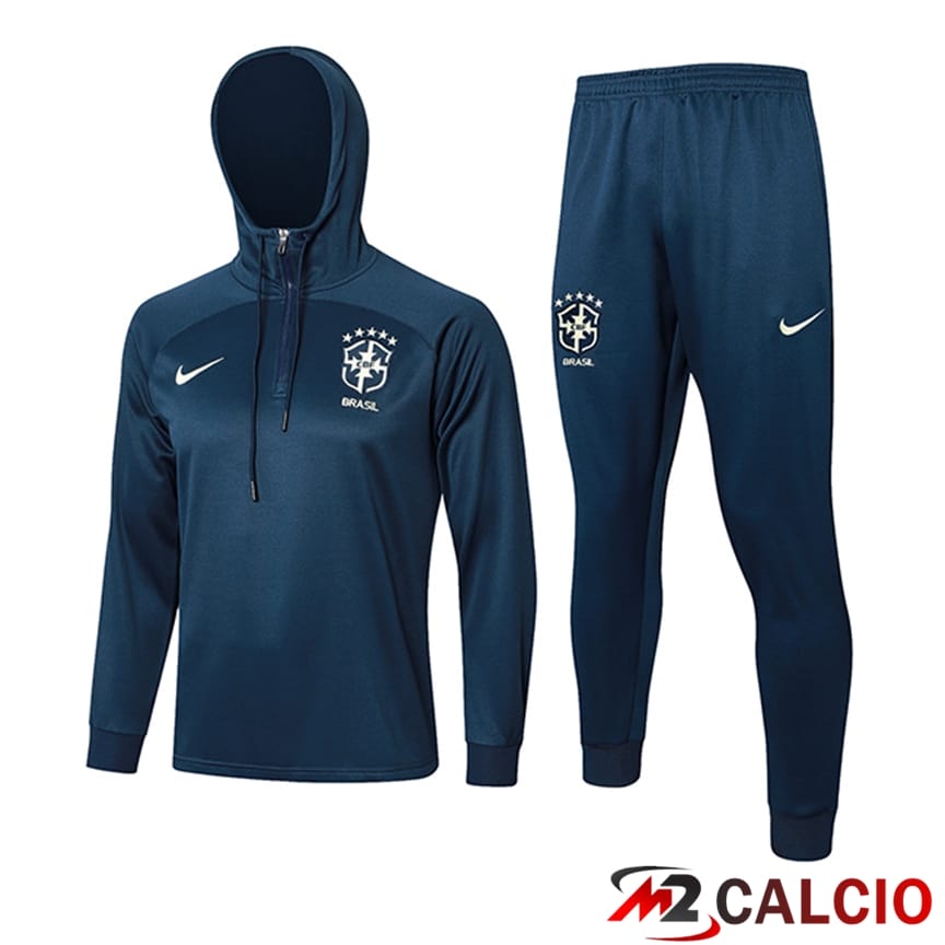 Maglie Calcio Personalizzate,Tute Calcio Squadre,Maglia Nazionale Italiana Calcio | Insieme Giacca Con Cappuccio Tuta Brasile Blu Navy 2024/2025