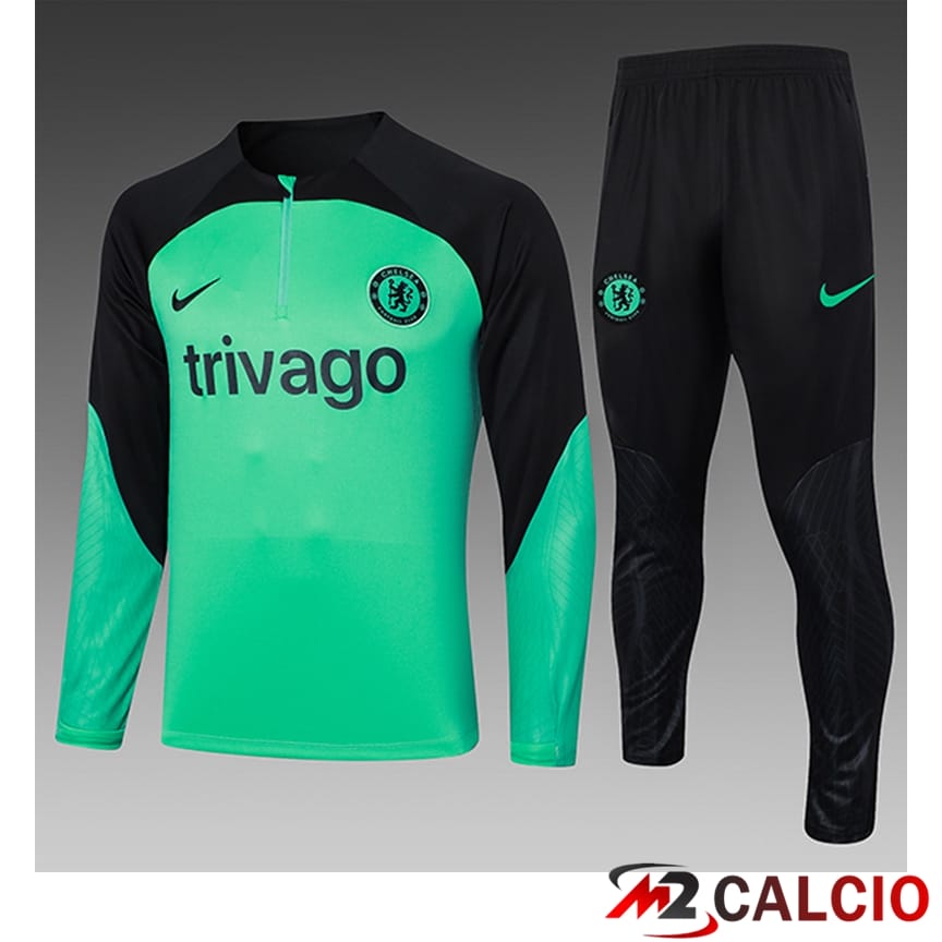 Maglie Calcio Personalizzate,Tute Calcio Squadre,Maglia Nazionale Italiana Calcio | Insieme Tuta Calcio FC Chelsea Bambino Verde/Nero 2023/2024