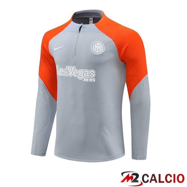 Maglie Calcio Personalizzate,Tute Calcio Squadre,Maglia Nazionale Italiana Calcio | Felpa Allenamento Inter Milan Grigio Arancia 2024/2025