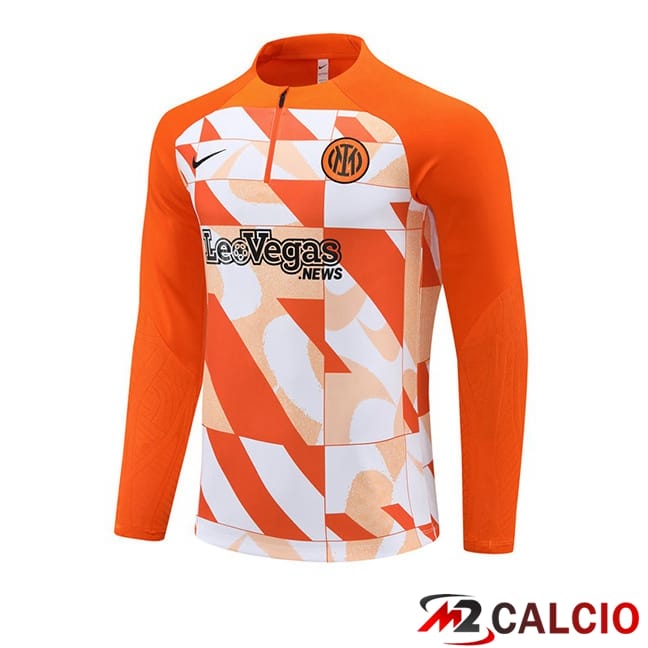 Maglie Calcio Personalizzate,Tute Calcio Squadre,Maglia Nazionale Italiana Calcio | Felpa Allenamento Inter Milan Bianco Arancia 2024/2025