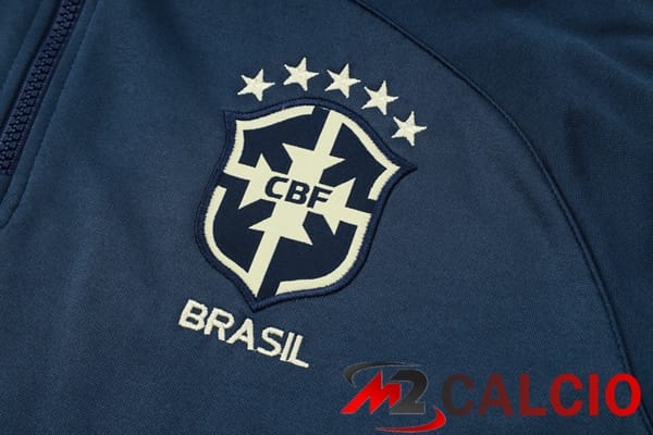 Tuta Calcio - Felpa Cappuccio Brasile Blu Reale 2024/2025
