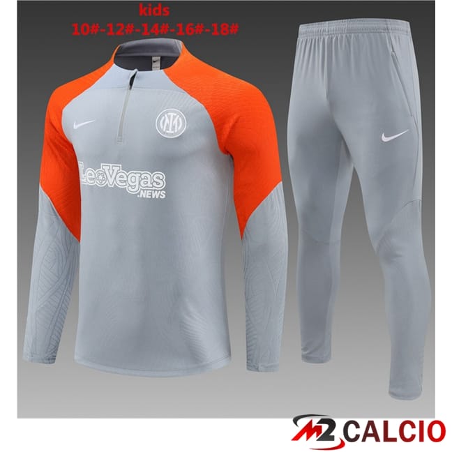 Maglie Calcio Personalizzate,Tute Calcio Squadre,Maglia Nazionale Italiana Calcio | Insieme Tuta Calcio Inter Milan Bambino Grigio Arancia 2024/2025