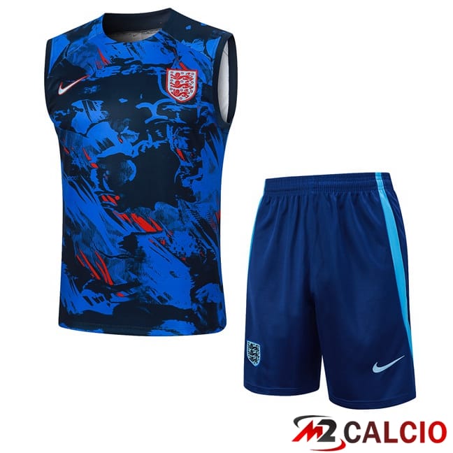 Maglie Calcio Personalizzate,Tute Calcio Squadre,Maglia Nazionale Italiana Calcio | Canotta Allenamento Inghilterra + Pantaloncini Blu 2024/2025