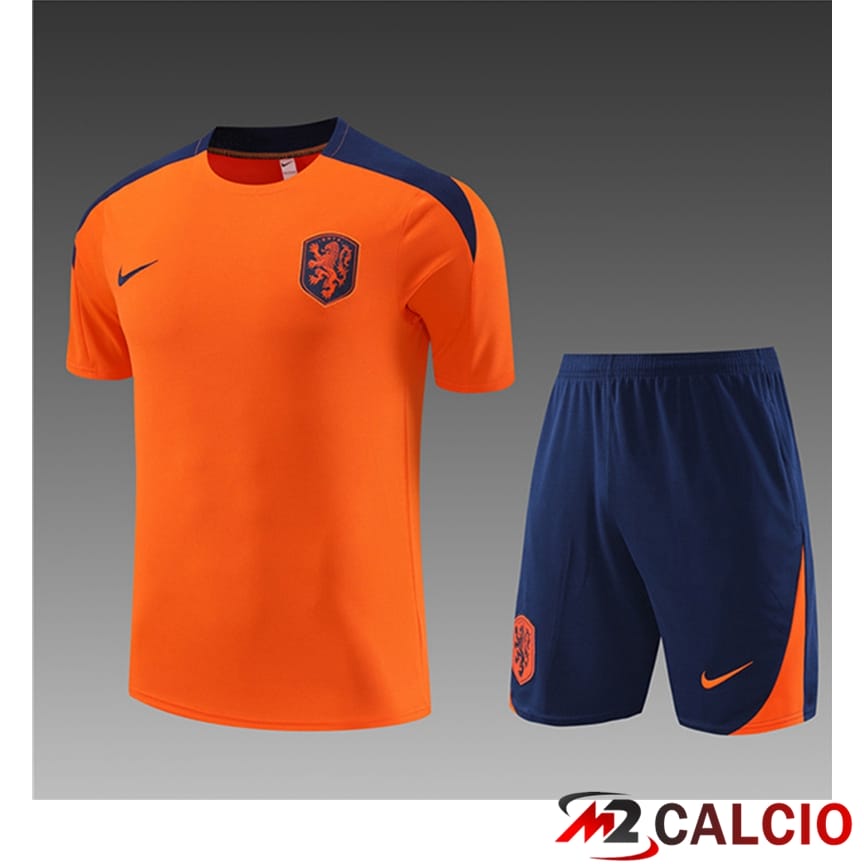 Maglie Calcio Personalizzate,Tute Calcio Squadre,Maglia Nazionale Italiana Calcio | Maglia Allenamento + Pantaloncini Paesi Bassi Bambino Arancia 2023/2024