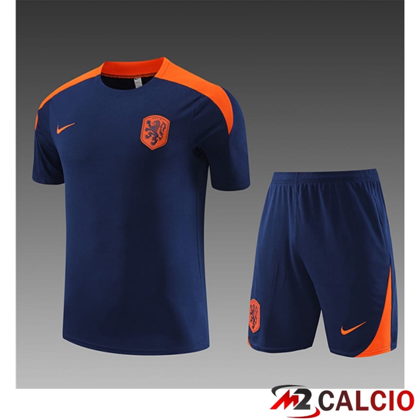 Maglie Calcio Personalizzate,Tute Calcio Squadre,Maglia Nazionale Italiana Calcio | Maglia Allenamento + Pantaloncini Paesi Bassi Bambino Blu Navy 2023/2024