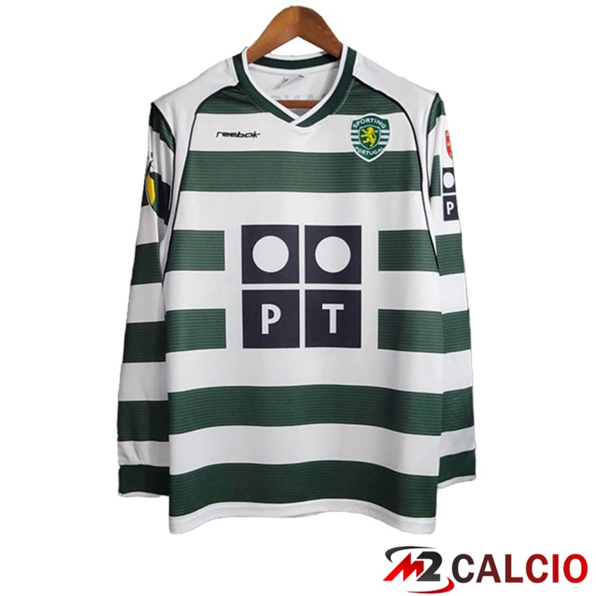 Maglie Calcio Personalizzate,Tute Calcio Squadre,Maglia Nazionale Italiana Calcio | Maglie Calcio Sporting CP Retro Prima Manica Lunga 2001/2003