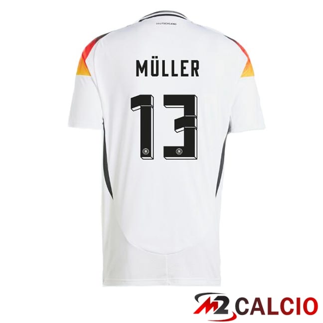 Maglie Calcio Personalizzate,Tute Calcio Squadre,Maglia Nazionale Italiana Calcio | Maglie Calcio Germania (MÜLLER 13) Prima Bianco 2024/2025