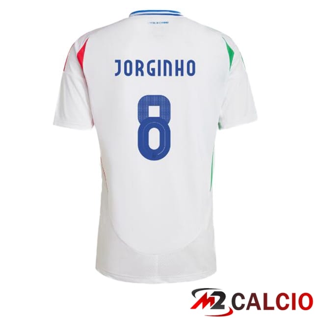 Maglie Calcio Personalizzate,Tute Calcio Squadre,Maglia Nazionale Italiana Calcio | Maglie Calcio Italia (JORGINHO 8) Seconda Bianco 2024/2025