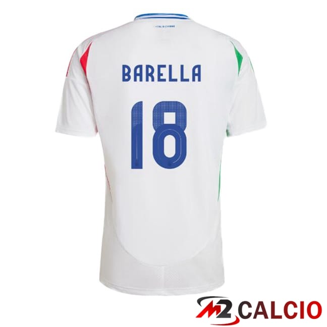 Maglie Calcio Personalizzate,Tute Calcio Squadre,Maglia Nazionale Italiana Calcio | Maglie Calcio Italia (BARELLA 18) Seconda Bianco 2024/2025