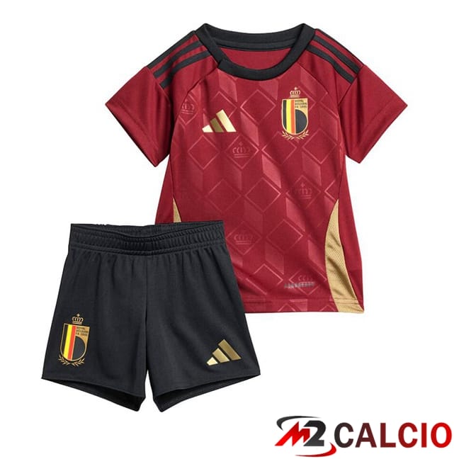 Maglie Calcio Personalizzate,Tute Calcio Squadre,Maglia Nazionale Italiana Calcio | Maglie Calcio Belgio Bambino Prima Rosso UEFA Euro 2024