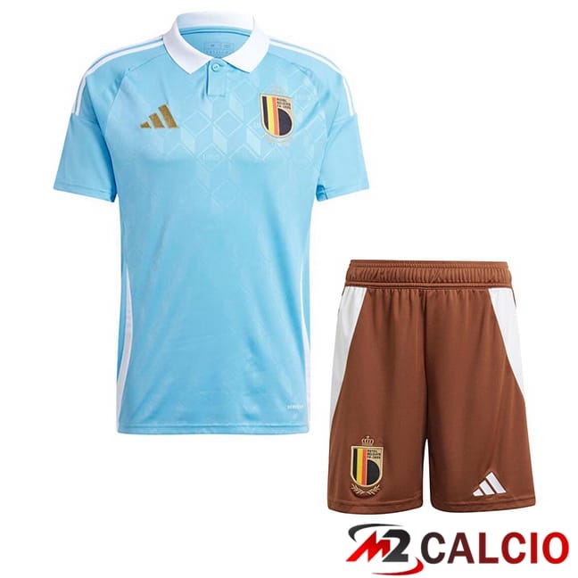 Maglie Calcio Personalizzate,Tute Calcio Squadre,Maglia Nazionale Italiana Calcio | Maglie Calcio Belgio Bambino Seconda Blu UEFA Euro 2024