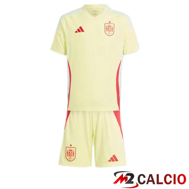 Maglie Calcio Personalizzate,Tute Calcio Squadre,Maglia Nazionale Italiana Calcio | Maglie Calcio Spagna Bambino Seconda Giallo UEFA Euro 2024
