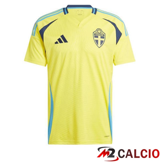 Maglie Calcio Personalizzate,Tute Calcio Squadre,Maglia Nazionale Italiana Calcio | Maglie Calcio Svezia Prima Giallo UEFA Euro 2024