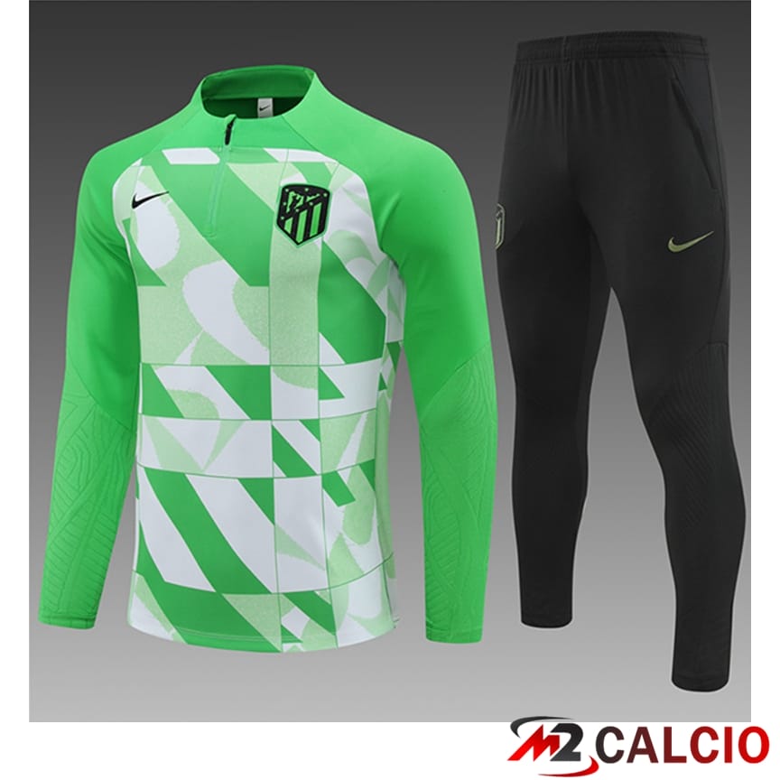 Maglie Calcio Personalizzate,Tute Calcio Squadre,Maglia Nazionale Italiana Calcio | Tuta Calcio Atletico Madrid Bambino Verde/Bianco 2024/2025