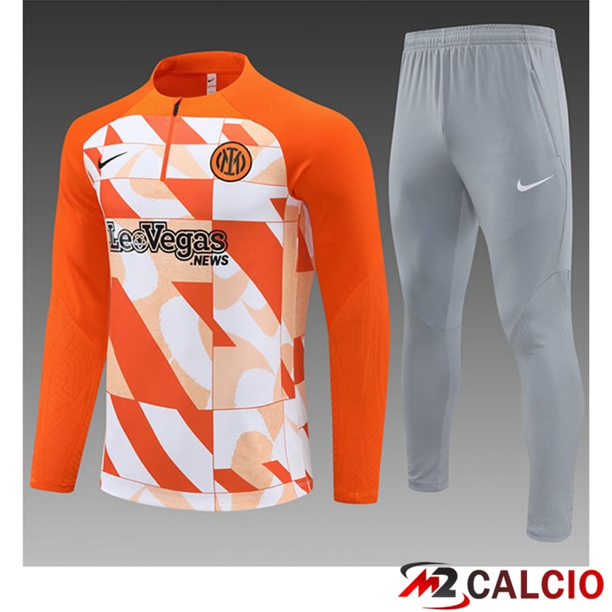 Maglie Calcio Personalizzate,Tute Calcio Squadre,Maglia Nazionale Italiana Calcio | Tuta Calcio Inter Milan Bambino Arancia/Bianco 2024/2025