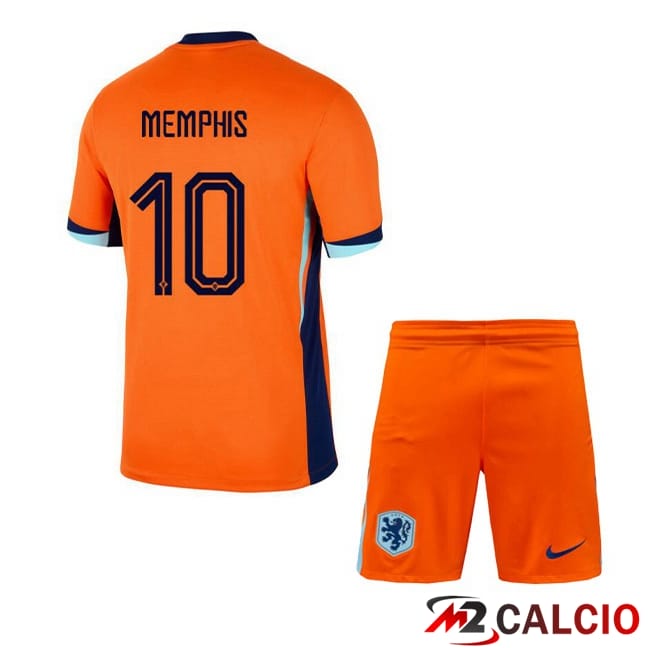 Maglie Calcio Personalizzate,Tute Calcio Squadre,Maglia Nazionale Italiana Calcio | Maglie Calcio Paesi Bassi (MEMPHIS 10) Bambino Prima Arancia 2024/2025
