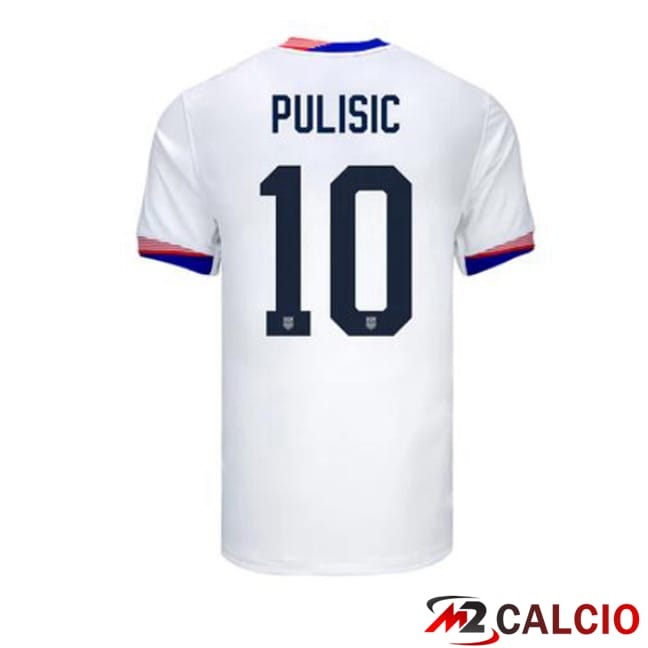 Maglie Calcio Personalizzate,Tute Calcio Squadre,Maglia Nazionale Italiana Calcio | Maglie Calcio USA (Pulisic 10) Prima Bianco 2024/2025