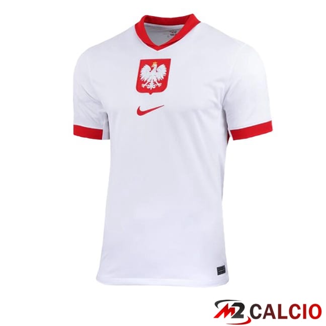 Maglie Calcio Personalizzate,Tute Calcio Squadre,Maglia Nazionale Italiana Calcio | Maglie Calcio Polonia Prima Bianco UEFA Euro 2024