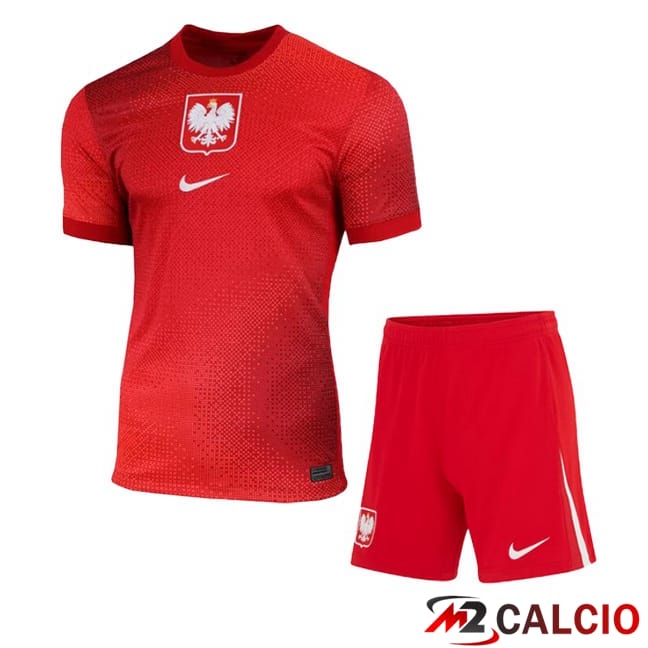 Maglie Calcio Personalizzate,Tute Calcio Squadre,Maglia Nazionale Italiana Calcio | Maglie Calcio Polonia Bambino Seconda Rosso UEFA Euro 2024