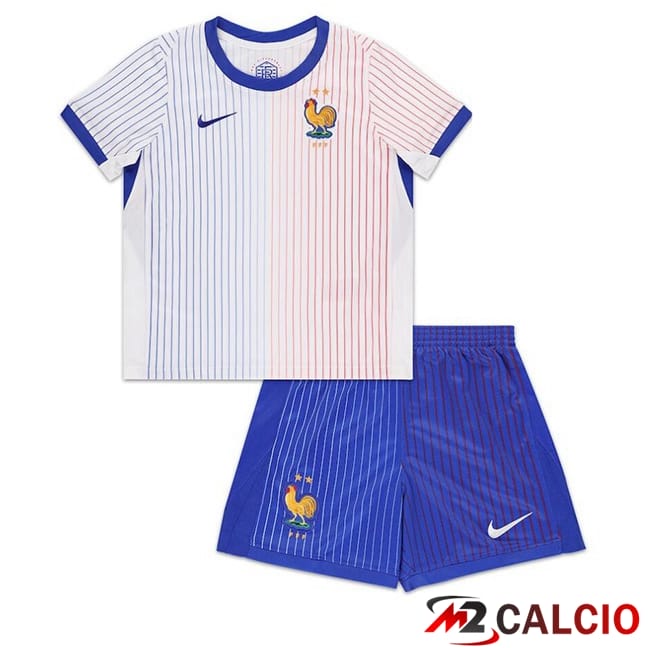 Maglie Calcio Personalizzate,Tute Calcio Squadre,Maglia Nazionale Italiana Calcio | Maglie Calcio Francia Bambino Seconda Bianco UEFA Euro 2024