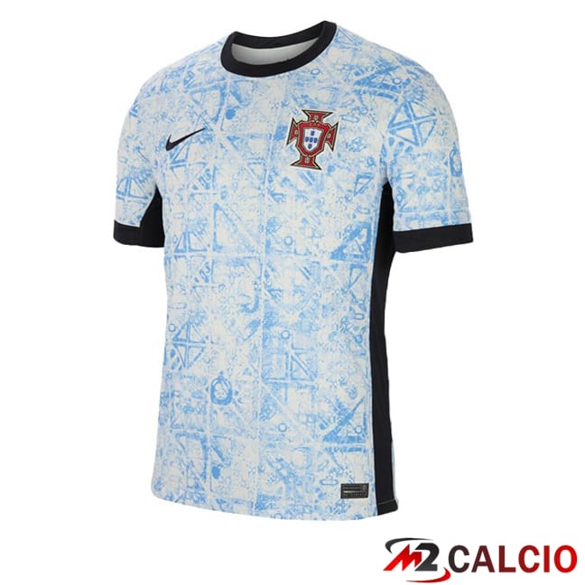 Maglie Calcio Personalizzate,Tute Calcio Squadre,Maglia Nazionale Italiana Calcio | Maglie Calcio Portogallo Seconda Blu Bianco UEFA Euro 2024