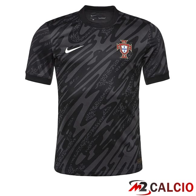 Maglie Calcio Personalizzate,Tute Calcio Squadre,Maglia Nazionale Italiana Calcio | Maglie Calcio Portogallo Portiere Nero UEFA Euro 2024