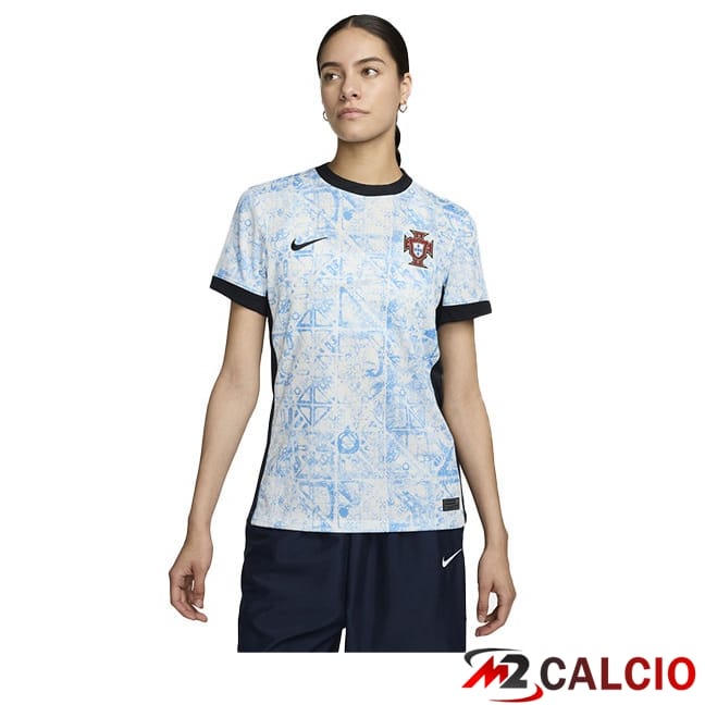 Maglie Calcio Personalizzate,Tute Calcio Squadre,Maglia Nazionale Italiana Calcio | Maglie Calcio Portogallo Donna Seconda Blu Bianco UEFA Euro 2024