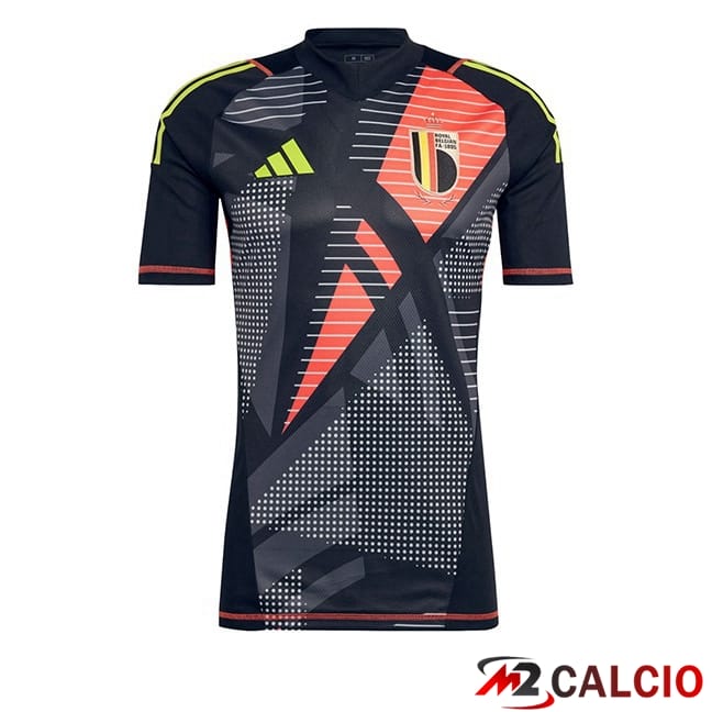 Maglie Calcio Personalizzate,Tute Calcio Squadre,Maglia Nazionale Italiana Calcio | Maglie Calcio Belgio Portiere Nero UEFA Euro 2024