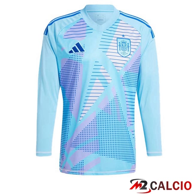 Maglie Calcio Personalizzate,Tute Calcio Squadre,Maglia Nazionale Italiana Calcio | Maglie Calcio Spagna Portiere Manica Lunga Blu UEFA Euro 2024